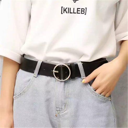 Pu Leather Round Buckle Belt